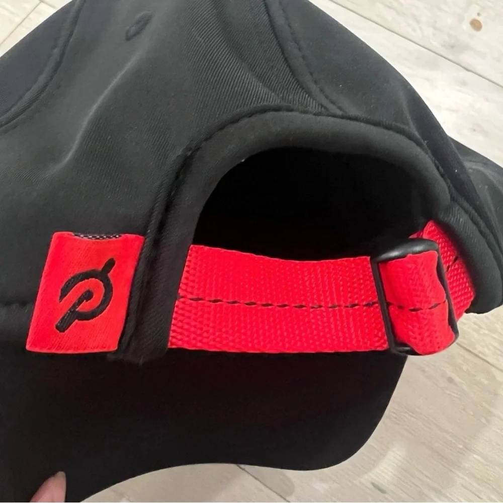 Peloton Baseball Cap Embossed Logo Black Adjustable Hat NWOT